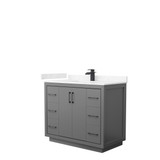 Icon 42 Inch Single Bathroom Vanity in Dark Gray, Carrara Cultured Marble Countertop, Undermount Square Sink, Matte Black Trim