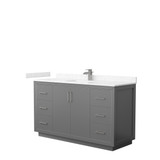 Icon 60 Inch Single Bathroom Vanity in Dark Gray, Carrara Cultured Marble Countertop, Undermount Square Sink, Brushed Nickel Trim