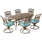 Traditions7pc: 6 Swivel Rockers, 38x72" Cast Table