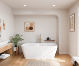 Renata 67 x 32 Acrylic Freestanding Center Drain Bathtub in Matte White with Matte White Skirt