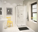 Square Base 32 3 in. 32 x 32 Acrylic Corner Left or Right Shower Base with Corner Drain in White