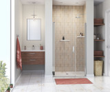 Manhattan 43-45 x 68 in. 6 mm Pivot Shower Door for Alcove Installation with Clear glass & Square Handle in Chrome