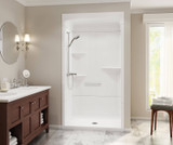 Camelia SHR-4834 Acrylic Alcove Center Drain Three-Piece Shower in White