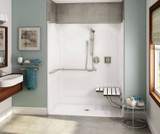 OPS-6030-RS ADA Compliant (with Seat) AcrylX Alcove Center Drain One-Piece Shower in White