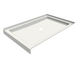 B3Round 4834 Acrylic Alcove Deep Shower Base in White with Center Drain