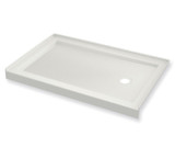 B3Round 6036 Acrylic Alcove Shower Base in White with Anti-slip Bottom with Center Drain