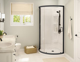 Cyrene 34 x 34 Acrylic Center Drain Shower Kit in White with Clear glass in Matte Black