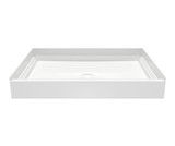 VP4834CPANNS Solid Surface Alcove Shower Pan with Center Drain in White