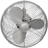 Kaye 90° oscillating 3-speed ceiling or wall fan in brushed nickel finish.