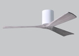 Irene-3H three-blade flush mount paddle fan in Gloss White finish with 52 solid barn wood tone blades. 