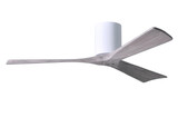 Irene-3H three-blade flush mount paddle fan in Gloss White finish with 52 solid barn wood tone blades. 