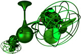 Italo Ventania 360° dual headed rotational ceiling fan in Esmeralda (Green) finish with metal blades.