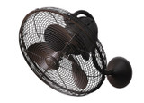 Laura 90° oscillating 3-speed wall fan in textured bronzed finish.