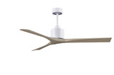 Nan 6-speed ceiling fan in Matte White finish with 60 solid gray ash tone wood blades