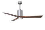 Patricia-3 three-blade ceiling fan in Brushed Nickel finish with 60 solid walnut tone blades and dimmable LED light kit 