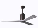 Patricia-3 three-blade ceiling fan in Textured Bronze finish with 60 solid barn wood tone blades and dimmable LED light kit 