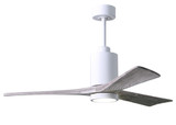 Patricia-3 three-blade ceiling fan in Gloss White finish with 52 solid barn wood tone blades and dimmable LED light kit 