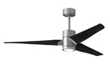 Super Janet three-blade ceiling fan in Brushed Nickel finish with 60 solid matte blade wood blades and dimmable LED light kit 