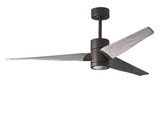 Super Janet three-blade ceiling fan in Textured Bronze finish with 60 solid barn wood tone blades and dimmable LED light kit 