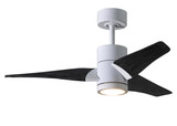 Super Janet three-blade ceiling fan in Gloss White finish with 42 solid matte blade wood blades and dimmable LED light kit 