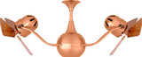 Vent-Bettina 360° dual headed rotational ceiling fan in brushed copper finish with solid sustainable mahogany wood blades.