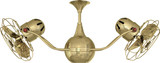 Vent-Bettina 360° dual headed rotational ceiling fan in polished brass finish with metal blades.