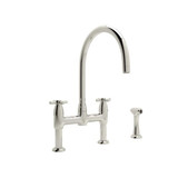 Holborn Bridge Kitchen Faucet With C-Spout and Side Spray Polished Nickel