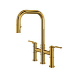 Armstrong Pull-Down Bridge Kitchen Faucet With U-Spout Unlacquered Brass