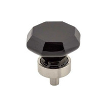 Black Octagon Crystal Knob 1 3/8" w/ Brushed Satin Nickel Base