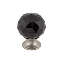 Black Crystal Knob 1 3/8" w/ Brushed Satin Nickel Base