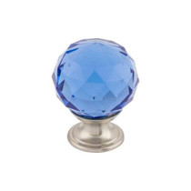 Blue Crystal Knob 1 3/8" w/ Brushed Satin Nickel Base