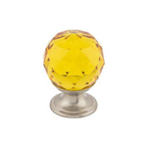 Amber Crystal Knob 1 1/8" w/ Brushed Satin Nickel Base