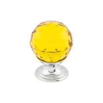 Amber Crystal Knob 1 1/8" w/ Polished Chrome Base