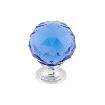 Blue Crystal Knob 1 3/8" w/ Polished Chrome Base