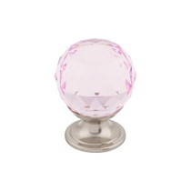 Pink Crystal Knob 1 1/8" w/ Brushed Satin Nickel Base