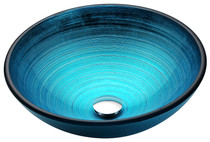 Taba Series Deco-Glass Vessel Sink in Lustrous Blue