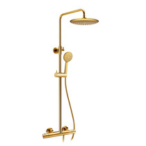 Heavy Rainfall Stainless Steel Shower Bar with Hand Sprayer in Brushed Gold