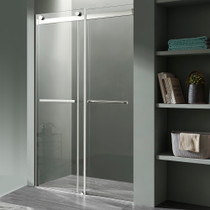 ANZZI Series 48 in. x 76 in. Frameless Sliding Shower Door with Horizontal Handle in Chrome