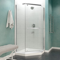 Castle Series 49 in. x 72 in. Semi-Frameless Shower Door with TSUNAMI GUARD in Polished Chrome