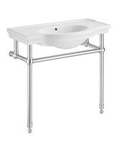 Viola 34.5 in. Console Sink in Brushed Nickel with Ceramic Counter Top