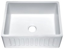 Roine Farmhouse Reversible Glossy Solid Surface 24 in. Single Basin Kitchen Sink in White