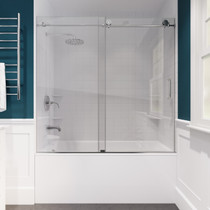 ANZZI Series 60 in. x 62 in. Frameless Sliding Tub Door in Polished Chrome