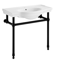 Viola 34.5 in. Console Sink in Matte Black with Ceramic Counter Top