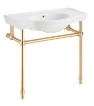 Viola 34.5 in. Console Sink in Brushed Gold with Ceramic Counter Top