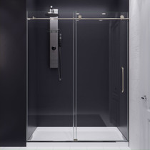 ANZZI Series 60 in. by 76 in. Frameless Sliding Shower Door in Brushed Nickel with Handle