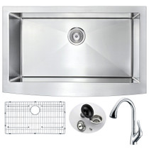 Elysian Farmhouse 36 in. Kitchen Sink with Accent Faucet in Polished Chrome