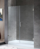 Makata Series 60 in. by 72 in. Frameless Hinged Alcove Shower Door in Brushed Nickel with Handle