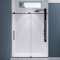 ANZZI Series 60 in. by 76 in. Frameless Sliding Shower Door in Matte Black with Handle