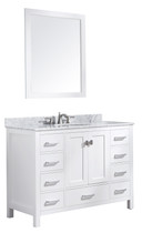 Chateau 48 in. W x 22 in. D Bathroom Bath Vanity Set in White with Carrara Marble Top with White Sink