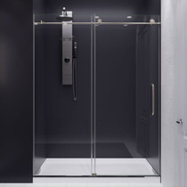 Madam Series 60 in. by 76 in. Frameless Sliding Shower Door in Brushed Nickel with Handle